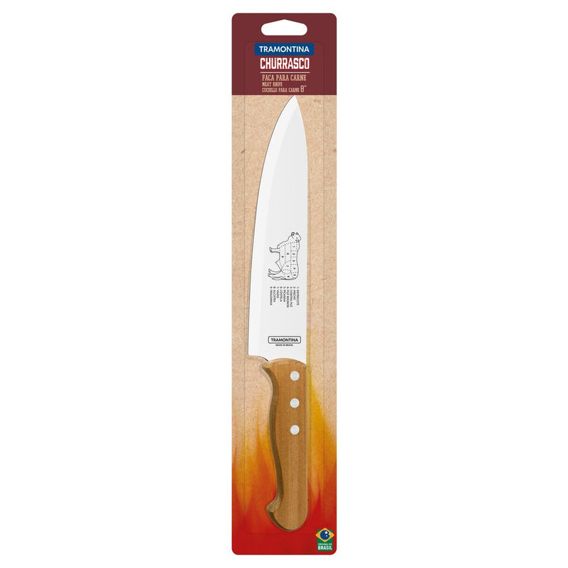 TRAMONTINA Churrasco 8"/ 20cm Stainless Steel Steak Knife with Natural Wood Handles - 22938/108