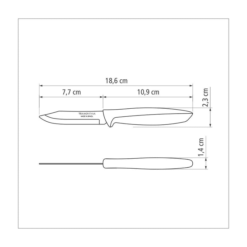 TRAMONTINA 3" [8cm] Plenus Vegetable/Fruit Pairing Peeling Knife 23420/803 - Limited Stock
