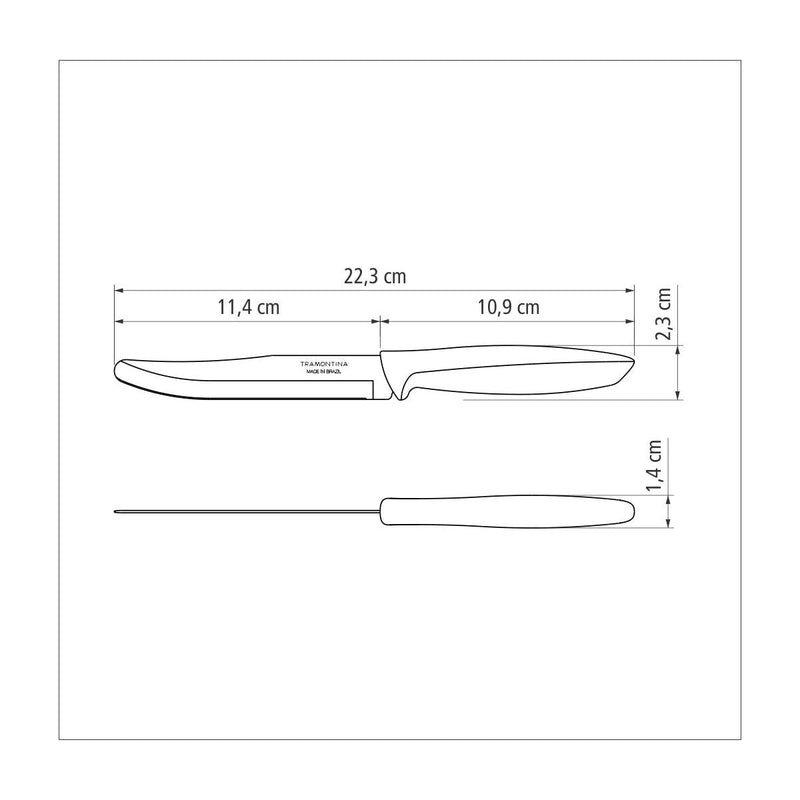 TRAMONTINA 5'' [13cm] Utility/Fruit Knife Round Grey - 23440/865