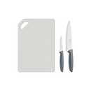 TRAMONTINA Plenus Meat and Vegetables Kit with Stainless Steel Blades Grey Polypropylene Handles and 3-Piece Cutting Board - 23498/614