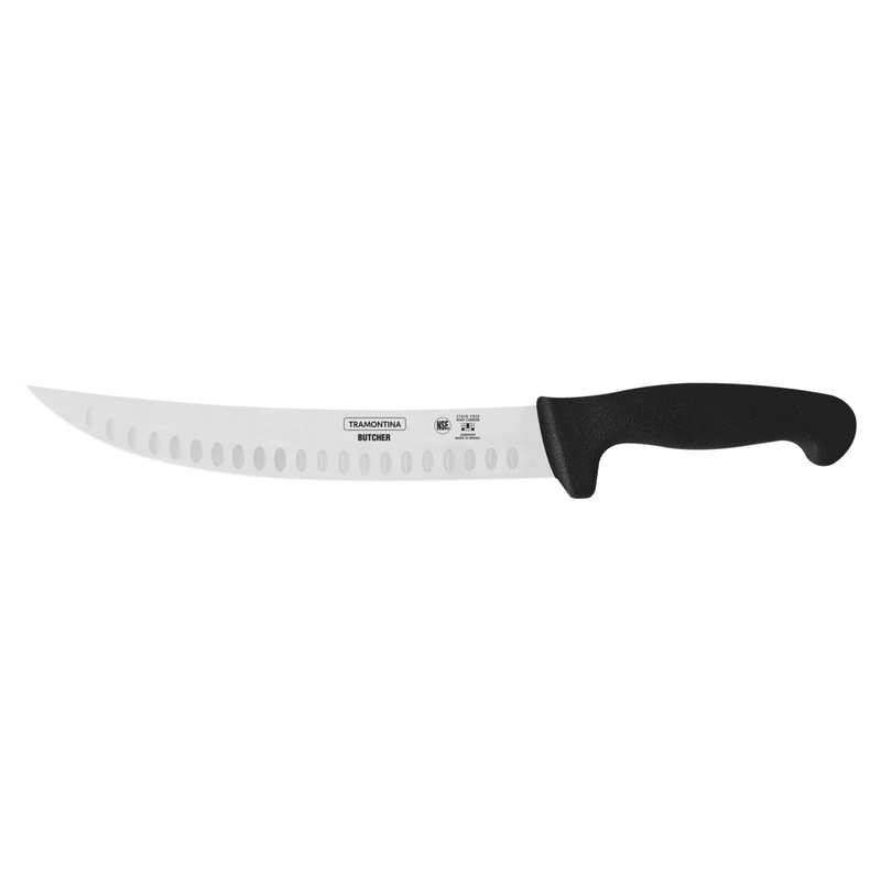 TRAMONTINA 10″ [25cm] Churrasco Butcher/Fluted Knife Black 24658/100