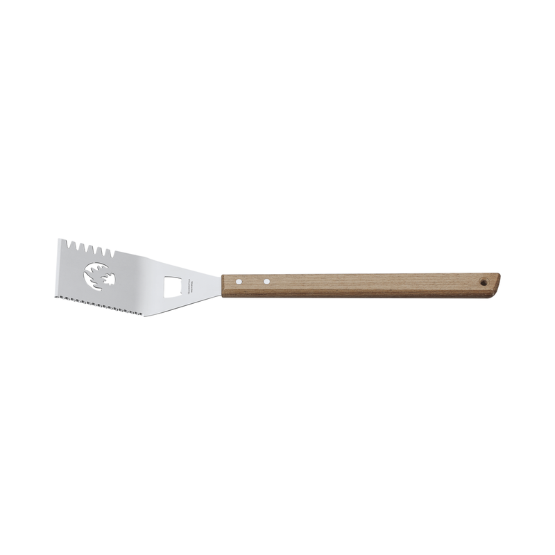 TRAMONTINA Barbecue 48 cm Multifunctional Serrated Edge Spatula with Stainless Steel Blade and Wooden Handle - 26442/100