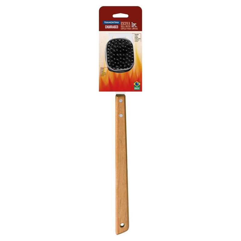 TRAMONTINA Churrasco Stainless Steel Grill Brush with a 41.7cm Wood Handle - 26445/100