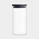 BRABANTIA 1.1L Stackable Glass Jar, Dark Grey - 298264