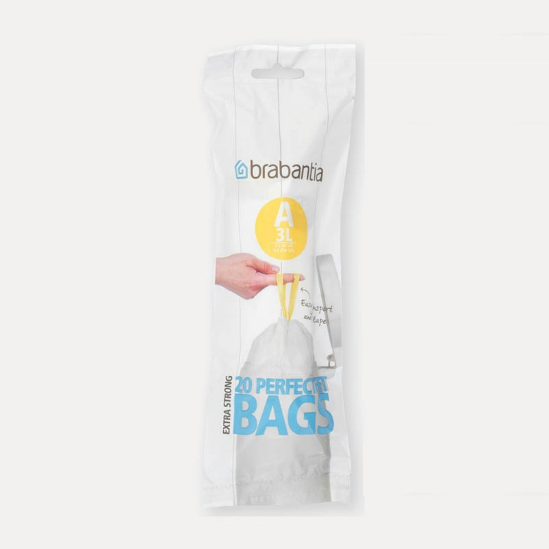 BRABANTIA PerfectFit Bags, Code A (3 litre), 12 rolls of 20 bags - 311727