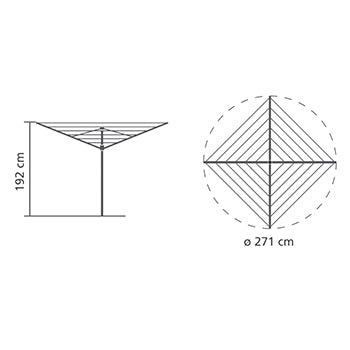 BRABANTIA 40m Rotary Dryer Topspinner with Concrete Tube, Ø 45 mm - Metallic Grey - 310768