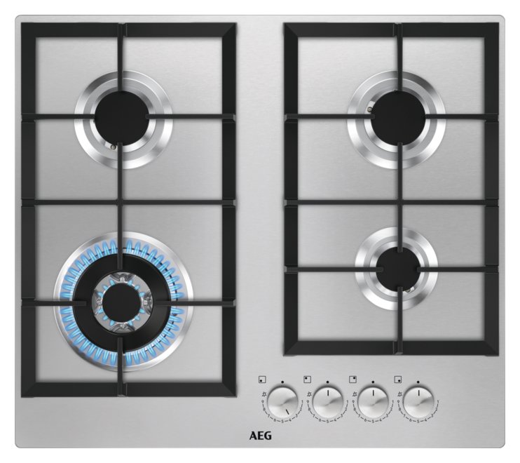 AEG Built-in Gas Hob INOX 60cm, 4 Burners - HGB64301UM
