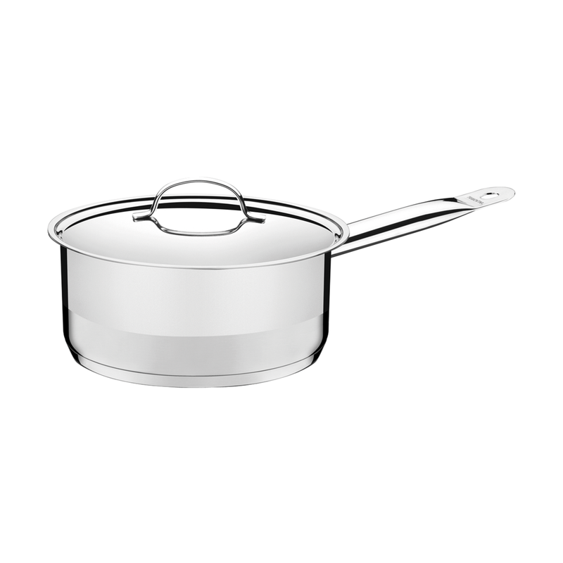 TRAMONTINA Professional 20 cm 2.9 L stainless steel saucepan with flat lid, tri-ply base and satin accent - 62621/200 - Limited Stock