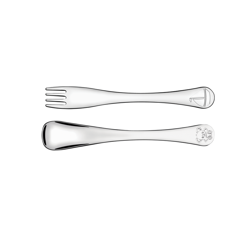 TRAMONTINA Le Petit stainless steel children's flatware set for boys with shiny finish and relief design, 2 pc set - 66973/010
