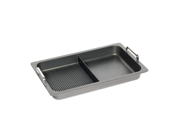 AMT Gastroguss Non stick Induction gastronorm pan with grill surface & with stainless steel handles - I-55333GGS-E - 1unit left  -  Sept Promo till 30 Sept