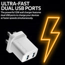 PROMATE 12W Wall Charger with Dual USB Ports - BIPLUG.UK-WT