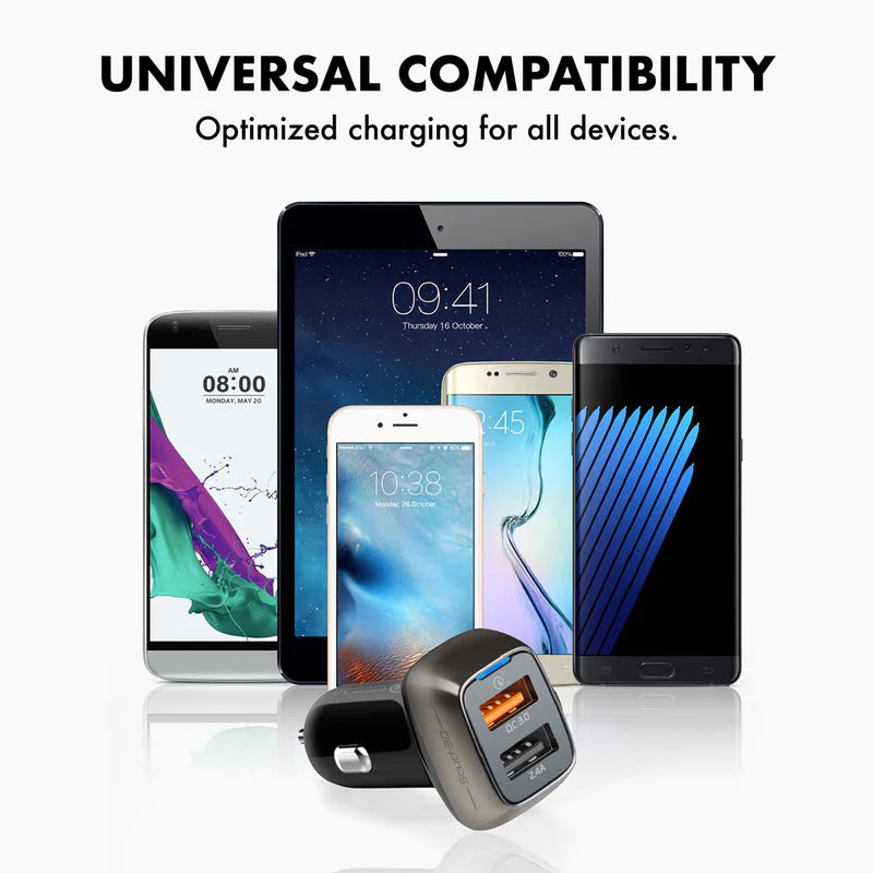 PROMATE QC 3.0 Car Charger with 30 Watt Dual USB Ports - SCUD-30 - Sept Promo till 30 Sept