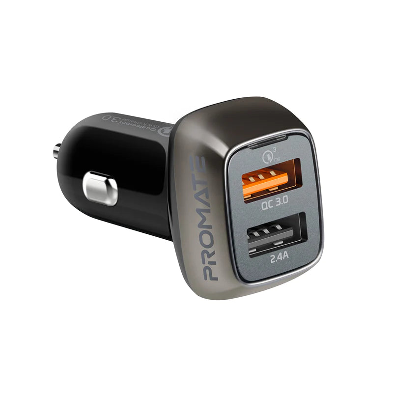 PROMATE QC 3.0 Car Charger with 30 Watt Dual USB Ports - SCUD-30 - Sept Promo till 30 Sept