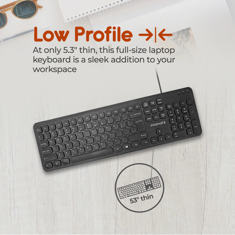 Promate Procombo-12 Sleek Profile Full Size Wireless Keyboard & Mouse –