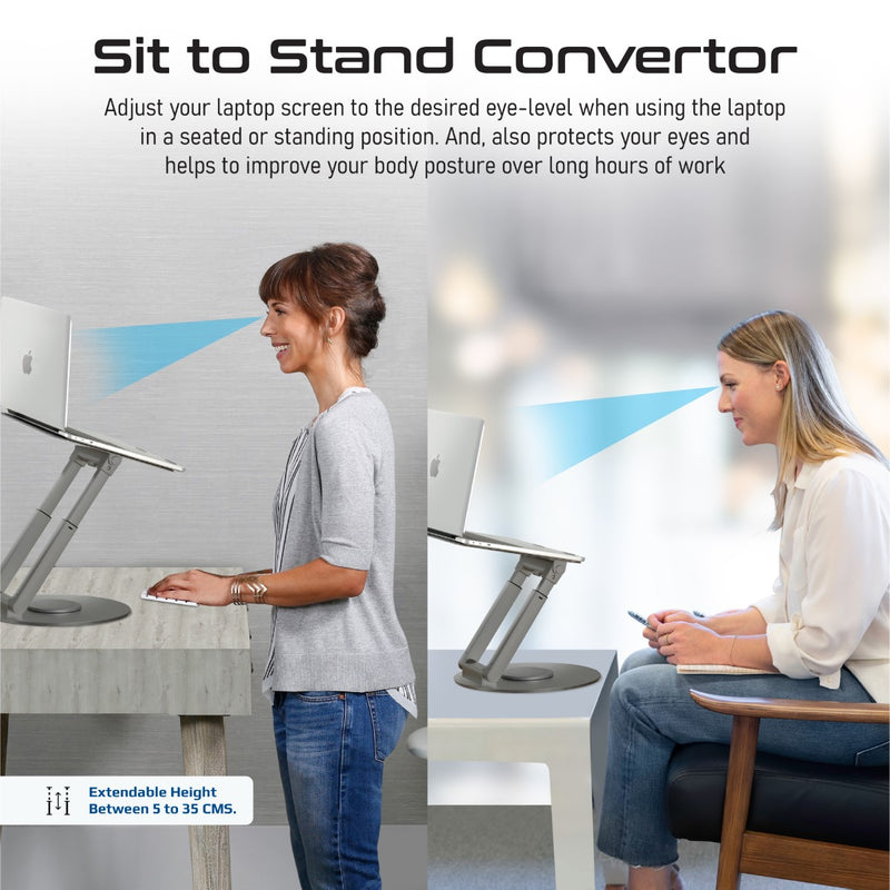 PROMATE Ergonomic Multi-Level Aluminium Laptop Stand- DESKMATE-6.GREY ...