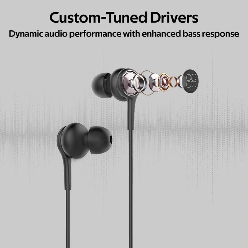 PROMATE DUET Tangle-Free Ergonomic Designed HD Earphones with Microphone - DUET