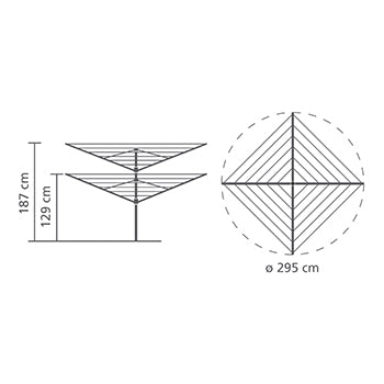 BRABANTIA 60m Rotary Cloth Dryer Lift-O-Matic + Ground Spike + Cover Metallic Grey - 311048