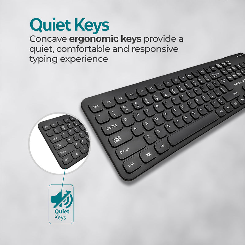 PROMATE Ultra-Slim Quiet Key Wired Keyboard - EASYKEY-4.EN