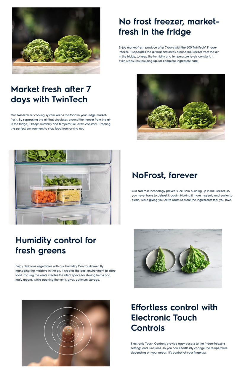 ELECTROLUX 249L Integrated Combi Bottom Fridge Freezer No Frost - ENC2853AOW