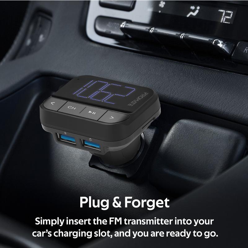 PROMATE EZFM-2In-Car FM Transmitter with Dual USB Ports - EZFM-2