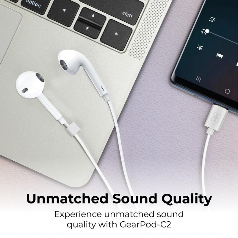 PROMATE Designed USB-C Stereo Earphones with Mic & Volume Control - GEARPOD-C2