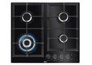 AEG 60cm Built-In Gas Hob on Glass with 4 Burners and Cast Iron Support with Heat Indicator - HKB64540NB