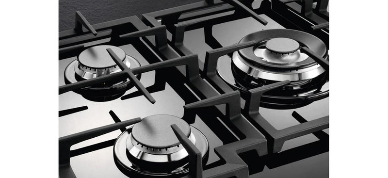 AEG 75cm Built-In Gas Hob on Glass with 5 Burners and Cast Iron Support - HKB75540NB