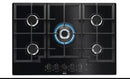 AEG 75cm Built-In Gas Hob on Glass with 5 Burners and Cast Iron Support - HKB75540NB