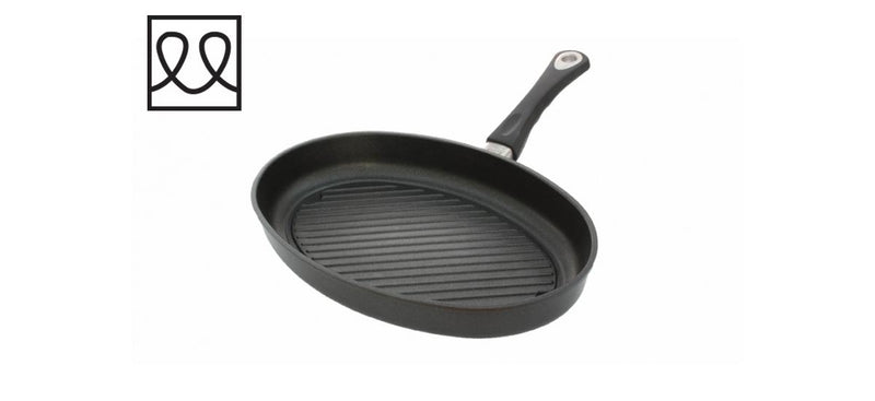 AMT GASTROGUSS Ribbed Oval Fish Pan with handle 35 x 24 x 5 cm : Induction - I-3524G-E -  Sept Promo till 30 Sept