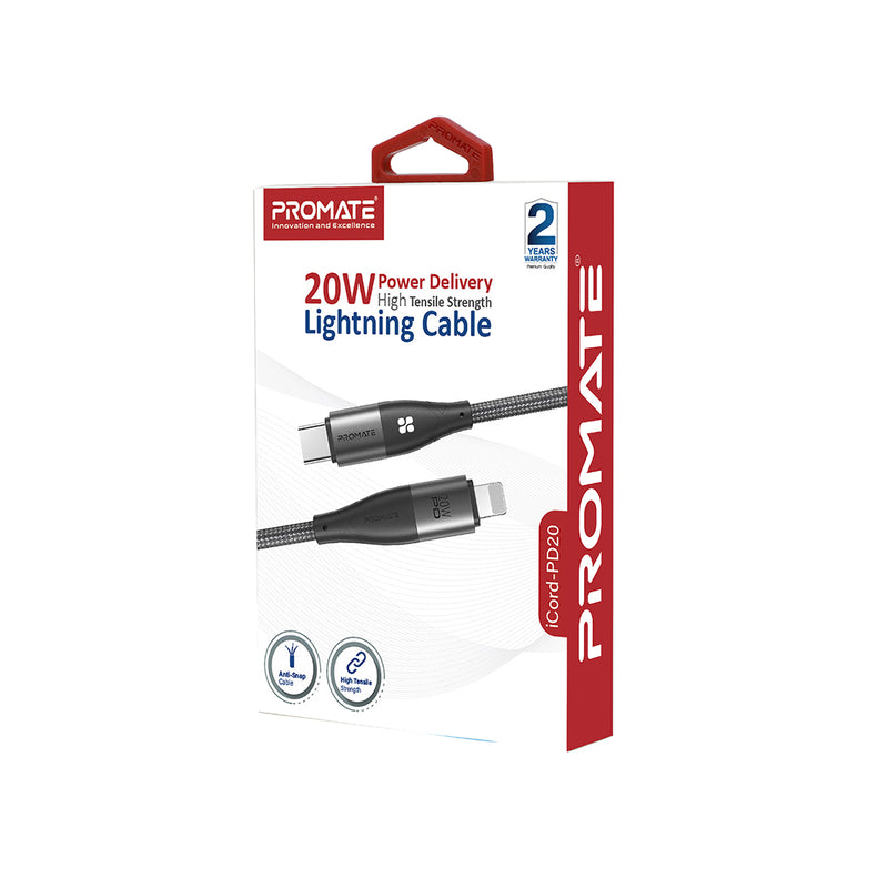 PROMATE 20w Power Delivery High Tensile Strength Lighting Cable, Fast Charging - ICORD-PD20