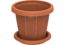 COSMOPLAST 6" / 8" / 10" / 12" / 14" / 16" Cedargrain Flowerpot with Tray - IFFPXX series