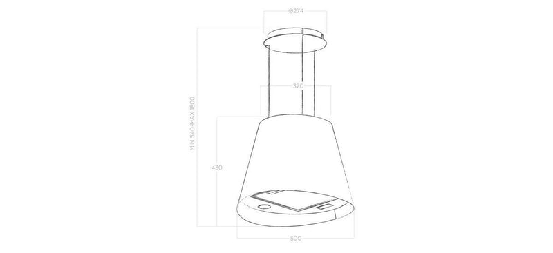 ELICA JUNO 50cm Black Island Hood - JUNO-BL/F/50 - In store!