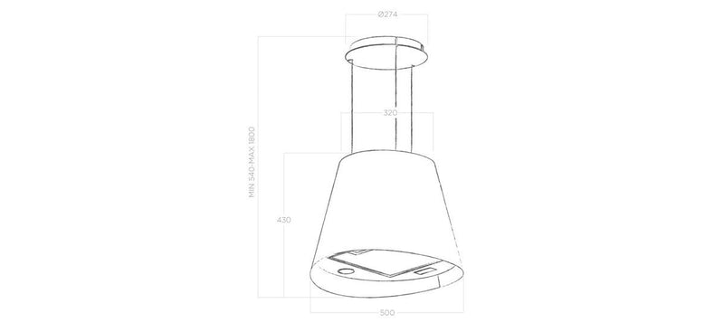 ELICA JUNO 50cm Stainless Steel Island Hood - JUNO-IX/F/50