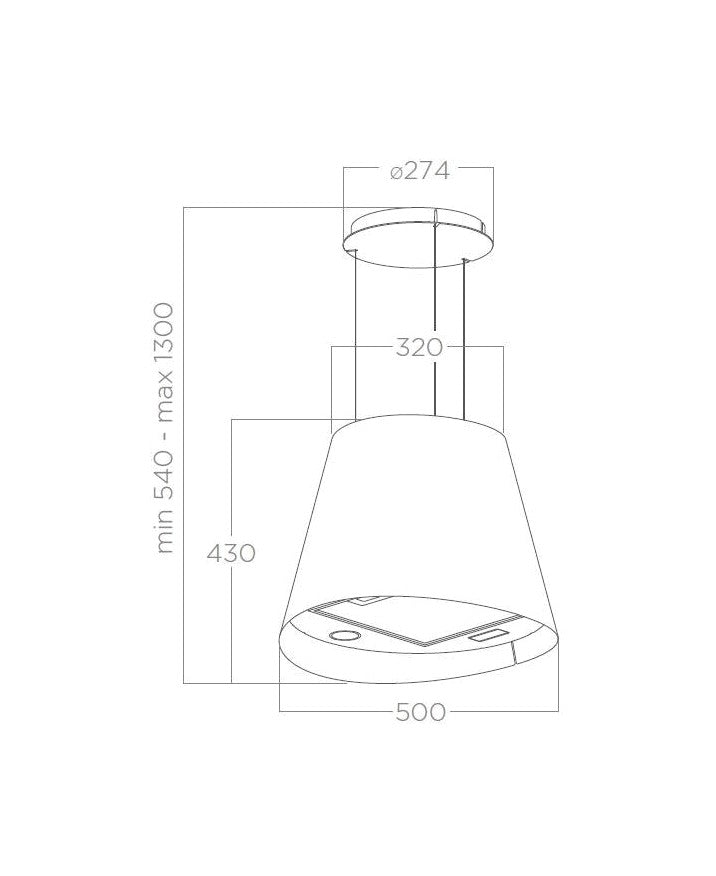 ELICA JUNO 50cm Cast Iron Island Hood JUNOURBANCASTIRON/F/50