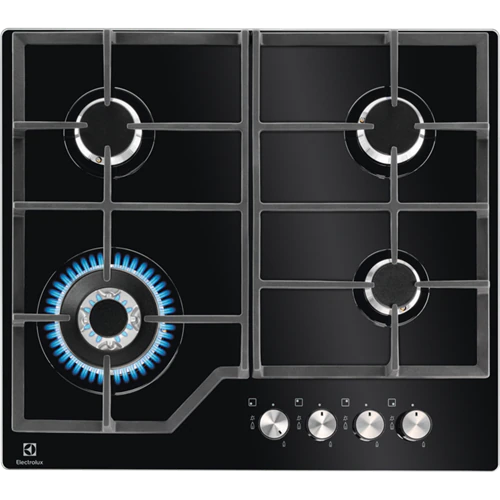 ELECTROLUX 60cm Built-In Gas on Glass Hob with 4 Burners and Cast Iron Support - KGG6436K