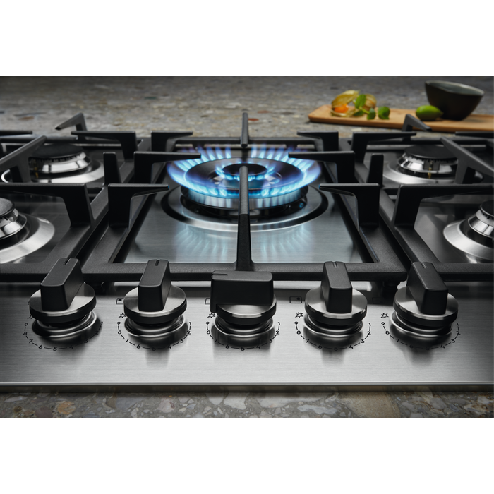 ELECTROLUX 90cm Built-In Gas on Glass Hob with 5 Burners and Cast Iron Support - KGG95375K