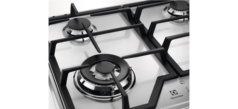 ELECTROLUX 60cm Built In Gas Hob with 4 Burners and Cast Iron Support - KGS6436X