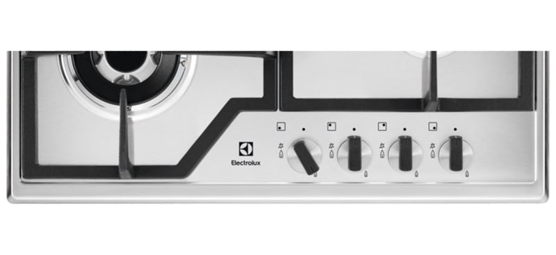 ELECTROLUX 60cm Built In Gas Hob with 4 Burners and Cast Iron Support - KGS6436X