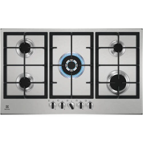 ELECTROLUX 90cm Built-In Gas Hob Inox with 5 Burners and Cast Iron Support - KGS9536X