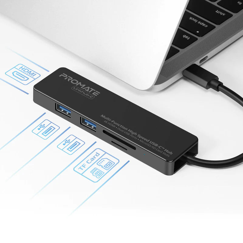 PROMATE 4in1 Multi-Function High Speed USB-C™ Hub - LINKHUB-C