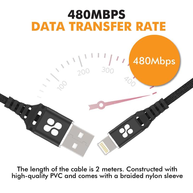 PROMATE NERVELINK-I2 USB-A to lightning, 2mt MFi Certified - Sept Promo till 30 Sept