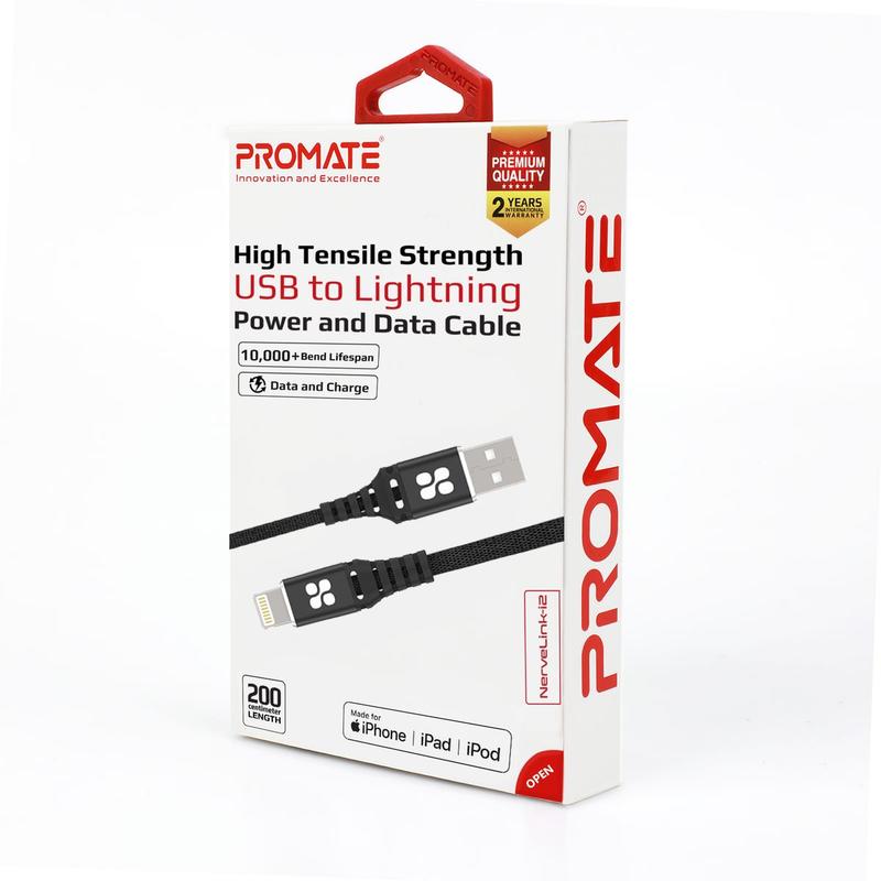 PROMATE NERVELINK-I2 USB-A to lightning, 2mt MFi Certified - Sept Promo till 30 Sept