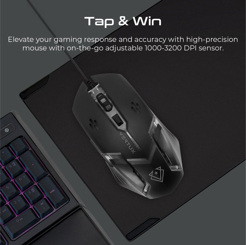 VERTUX Orion Ergonomic Wired Gaming Keyboard & Mouse - ORION.EN