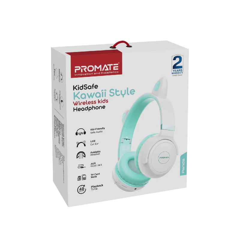 PROMATE KidSafe Kawaii Style Wireless Kids Headphone - PANDA.AQA