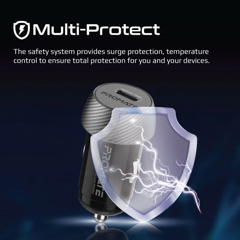 PROMATE 20W Mini Car Charger with Power Delivery - POWERDRIVE-PD20