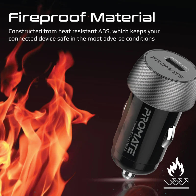 PROMATE 20W Mini Car Charger with Power Delivery - POWERDRIVE-PD20
