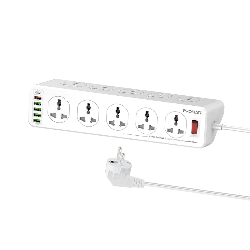 PROMATE 10AC Socket Space Efficient Power Strip with USB Ports 3M - POWERMATRIX-3M