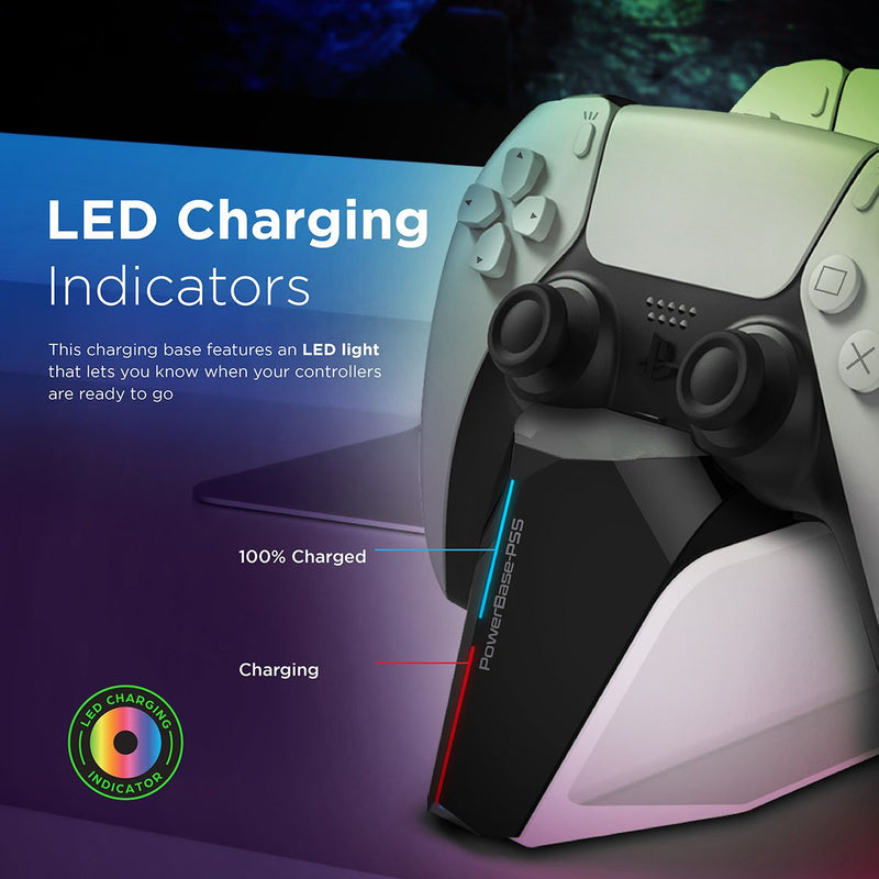 VERTUX Powerbase DualDock Charging Hub For PS5 DualSense™ Controller - POWERBASE-PS5.WHITE