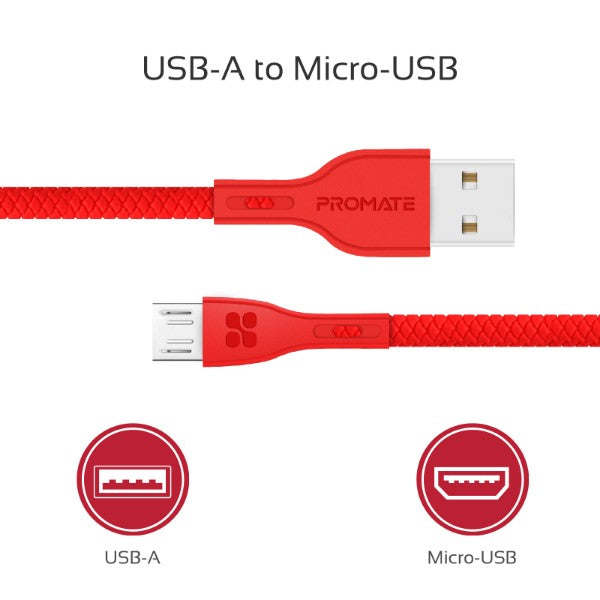 PROMATE USB-A to Micro-USB, 1.2mt Premium - POWERBEAM-M - Sept Promo till 30 Sept