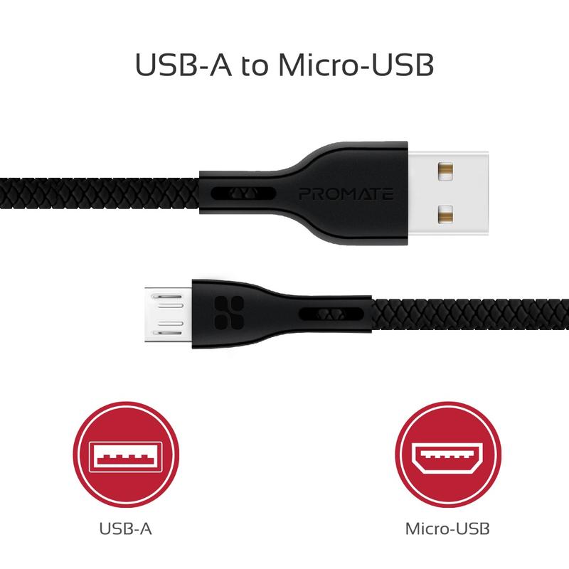 PROMATE USB-A to Micro-USB, 1.2mt Premium - POWERBEAM-M - Sept Promo till 30 Sept